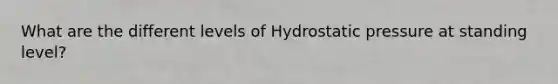 What are the different levels of Hydrostatic pressure at standing level?