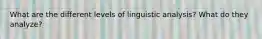 What are the different levels of linguistic analysis? What do they analyze?