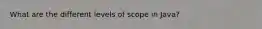 What are the different levels of scope in Java?