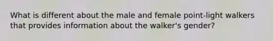 What is different about the male and female point-light walkers that provides information about the walker's gender?