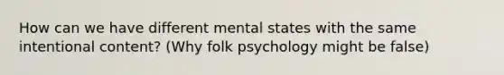 How can we have different mental states with the same intentional content? (Why folk psychology might be false)