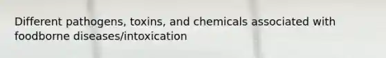 Different pathogens, toxins, and chemicals associated with foodborne diseases/intoxication