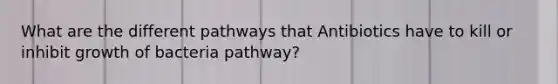 What are the different pathways that Antibiotics have to kill or inhibit growth of bacteria pathway?