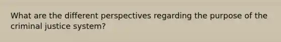 What are the different perspectives regarding the purpose of the criminal justice system?