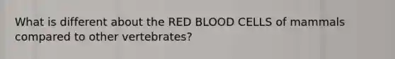 What is different about the RED BLOOD CELLS of mammals compared to other vertebrates?