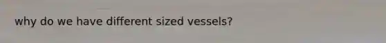 why do we have different sized vessels?