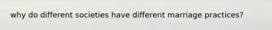 why do different societies have different marriage practices?
