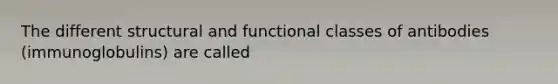 The different structural and functional classes of antibodies (immunoglobulins) are called