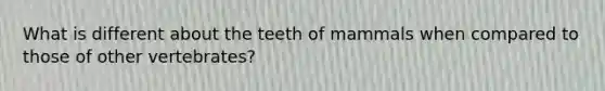 What is different about the teeth of mammals when compared to those of other vertebrates?