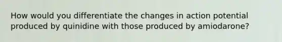 How would you differentiate the changes in action potential produced by quinidine with those produced by amiodarone?