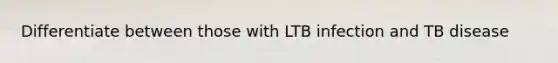 Differentiate between those with LTB infection and TB disease