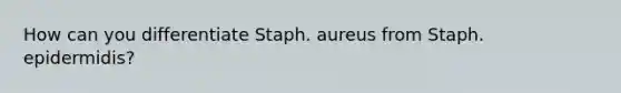 How can you differentiate Staph. aureus from Staph. epidermidis?