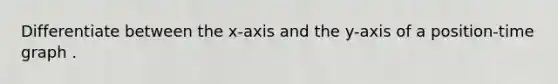 Differentiate between the x-axis and the y-axis of a position-time graph .