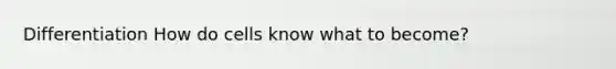 Differentiation How do cells know what to become?