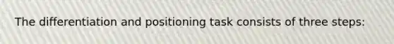 The differentiation and positioning task consists of three steps: