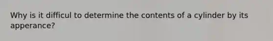 Why is it difficul to determine the contents of a cylinder by its apperance?