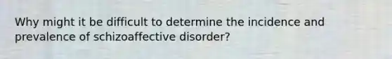 Why might it be difficult to determine the incidence and prevalence of schizoaffective disorder?