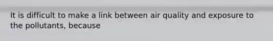 It is difficult to make a link between air quality and exposure to the pollutants, because