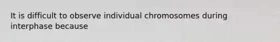 It is difficult to observe individual chromosomes during interphase because