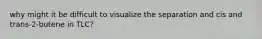 why might it be difficult to visualize the separation and cis and trans-2-butene in TLC?