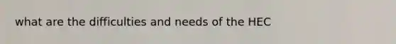 what are the difficulties and needs of the HEC