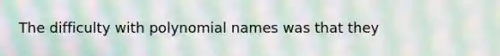 The difficulty with polynomial names was that they