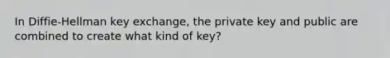 In Diffie-Hellman key exchange, the private key and public are combined to create what kind of key?