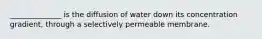 ______________ is the diffusion of water down its concentration gradient, through a selectively permeable membrane.