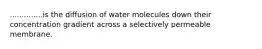 ..............is the diffusion of water molecules down their concentration gradient across a selectively permeable membrane.