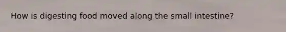 How is digesting food moved along the small intestine?