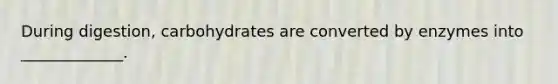During digestion, carbohydrates are converted by enzymes into _____________.