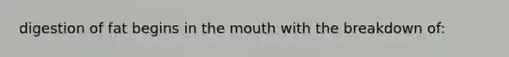 digestion of fat begins in the mouth with the breakdown of: