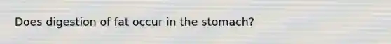 Does digestion of fat occur in <a href='https://www.questionai.com/knowledge/kLccSGjkt8-the-stomach' class='anchor-knowledge'>the stomach</a>?