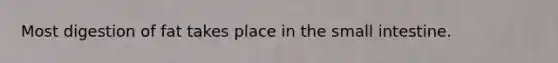 Most digestion of fat takes place in the small intestine.