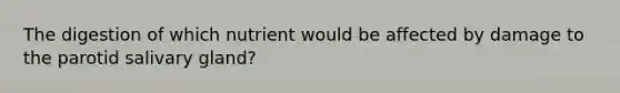 The digestion of which nutrient would be affected by damage to the parotid salivary gland?