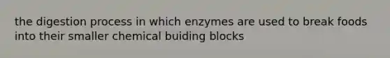 the digestion process in which enzymes are used to break foods into their smaller chemical buiding blocks