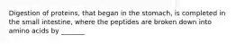 Digestion of proteins, that began in the stomach, is completed in the small intestine, where the peptides are broken down into amino acids by _______