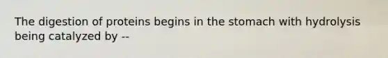 The digestion of proteins begins in the stomach with hydrolysis being catalyzed by --
