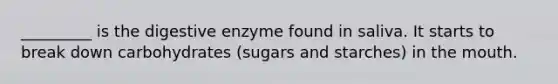 _________ is the digestive enzyme found in saliva. It starts to break down carbohydrates (sugars and starches) in the mouth.