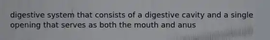 digestive system that consists of a digestive cavity and a single opening that serves as both the mouth and anus