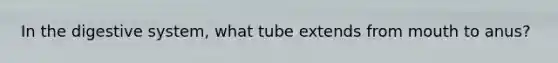 In the digestive system, what tube extends from mouth to anus?