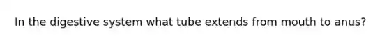 In the digestive system what tube extends from mouth to anus?