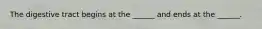 The digestive tract begins at the ______ and ends at the ______.