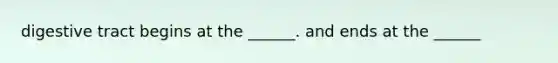 digestive tract begins at the ______. and ends at the ______