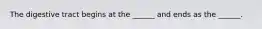 The digestive tract begins at the ______ and ends as the ______.