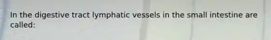 In the digestive tract lymphatic vessels in the small intestine are called: