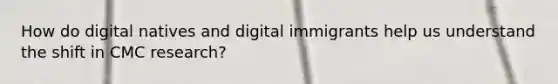 How do digital natives and digital immigrants help us understand the shift in CMC research?