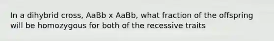 In a dihybrid cross, AaBb x AaBb, what fraction of the offspring will be homozygous for both of the recessive traits