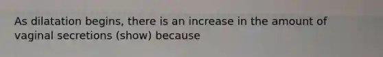 As dilatation begins, there is an increase in the amount of vaginal secretions (show) because