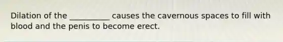 Dilation of the __________ causes the cavernous spaces to fill with blood and the penis to become erect.